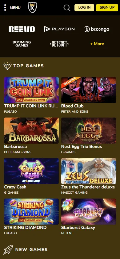 Kings Chance Casino home page on a mobile device